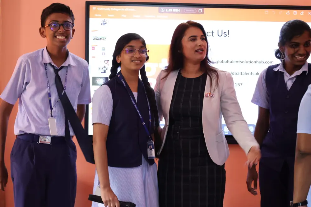 Students presenting at a GTS school session